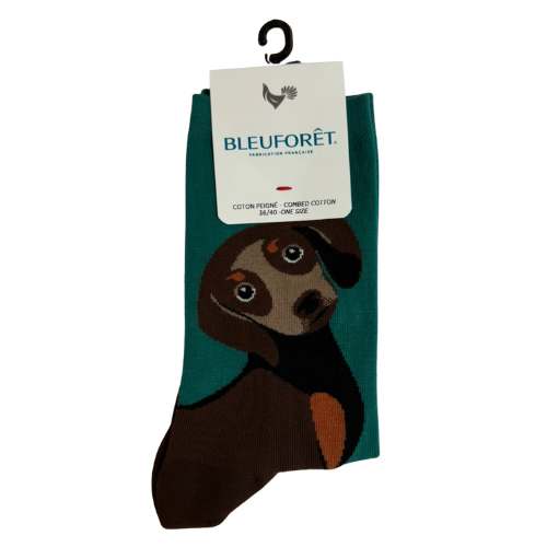 Bleuforet Teckel Pattern Socks (Green) - Women's