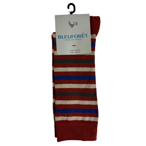 Bleuforet Multicolored Striped Socks (Henna/Blue) - Men's