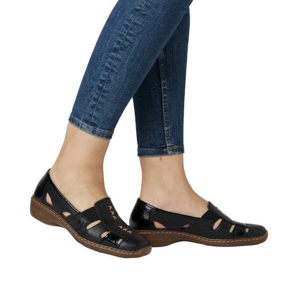 Rieker 41385-02 (Black) - Women's
