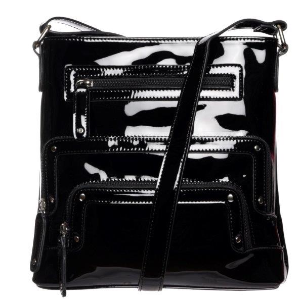La Diva 43916 STL Handbag (Black Patent) - Women's