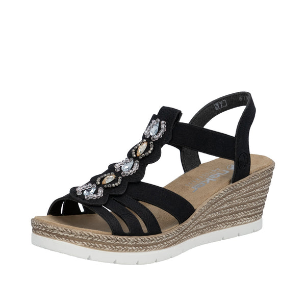 Rieker 619B2-00 (Black) - Women's