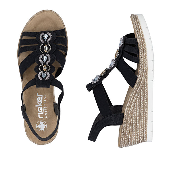 Rieker 619B2-00 (Black) - Women's