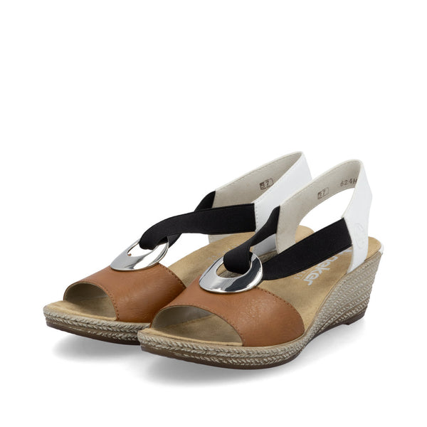 Rieker 624H6-24 (Brown/White/Black) - Women's