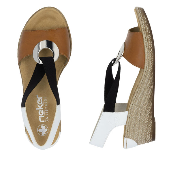 Rieker 624H6-24 (Brown/White/Black) - Women's