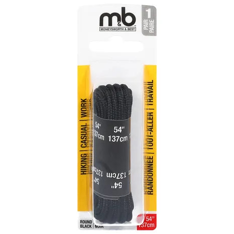 MB Shoelaces Hiker Round 54" (Black)