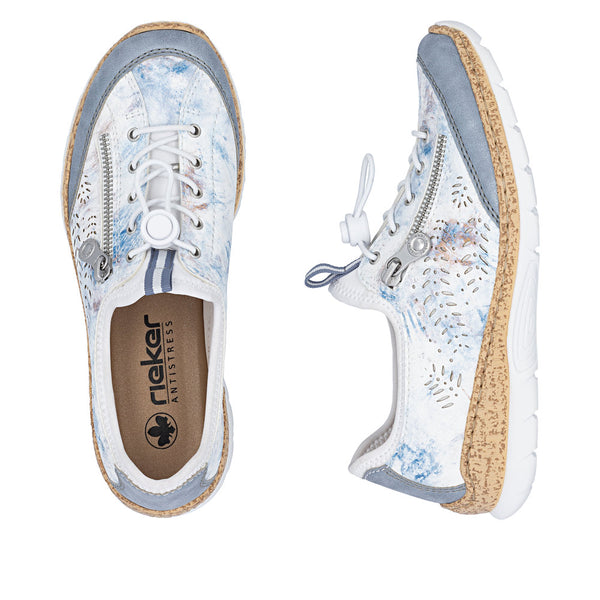Rieker N42K6-90 (White/Blue) - Women's