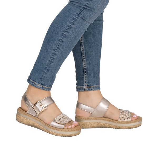Rieker V0951-90 (Beige/Gold) - Women's