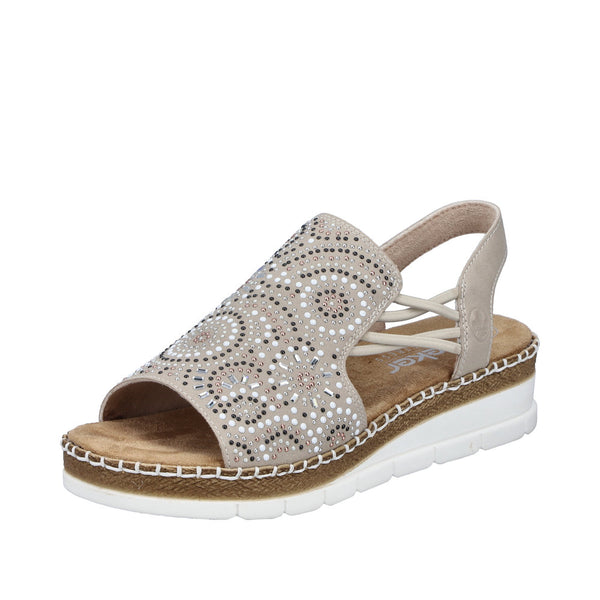 Rieker V1246-62 (Beige/Gold) - Women's