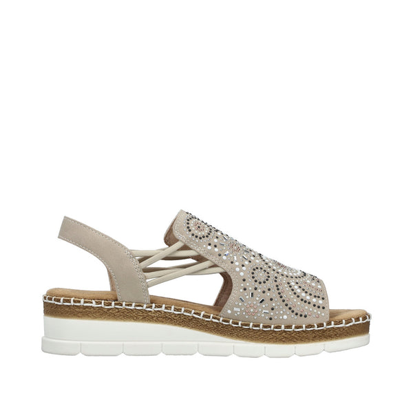 Rieker V1246-62 (Beige/Gold) - Women's