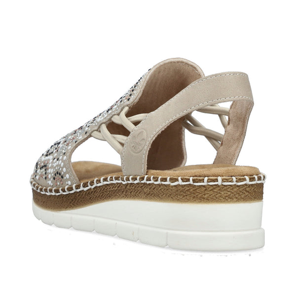 Rieker V1246-62 (Beige/Gold) - Women's