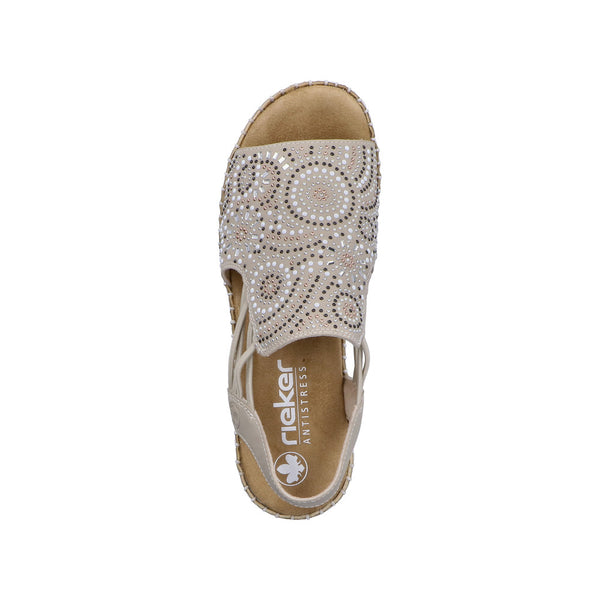 Rieker V1246-62 (Beige/Gold) - Women's
