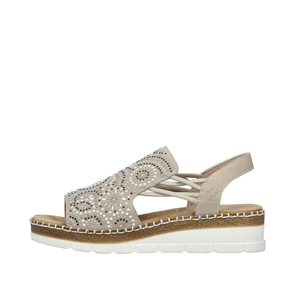 Rieker V1246-62 (Beige/Gold) - Women's