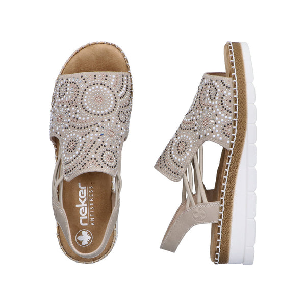 Rieker V1246-62 (Beige/Gold) - Women's
