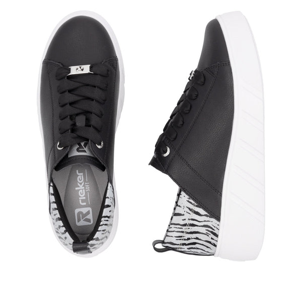 Rieker W2602-02 (Black/White) - Women's