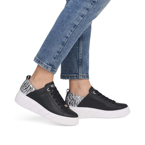 Rieker W2602-02 (Black/White) - Women's